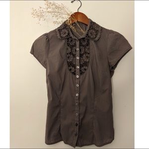 Urban Outfitters lace detail button up